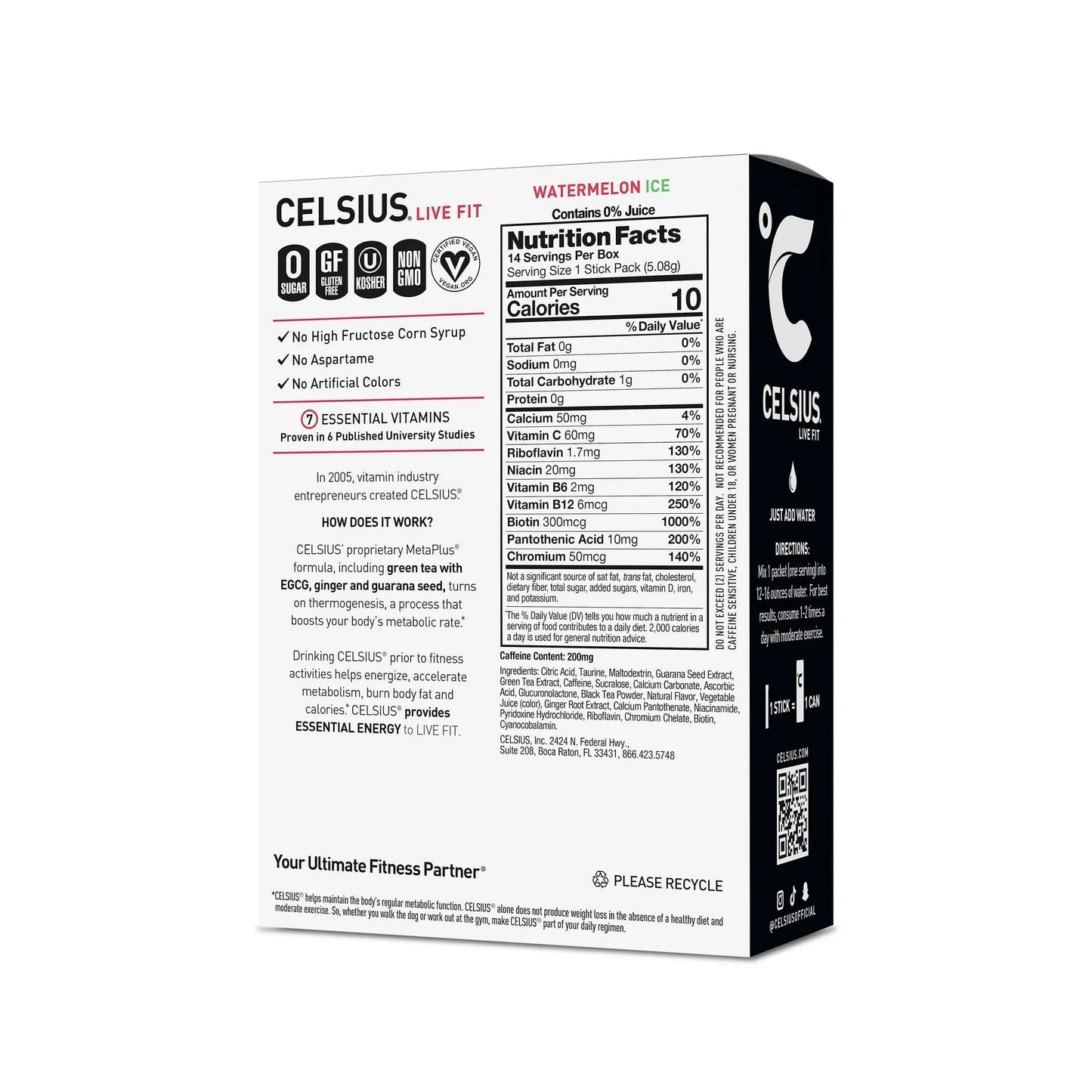 CELSIUS On-The-Go Energy Drink Mix Watermelon Ice | 14 Stick Packs - Exotic Pro