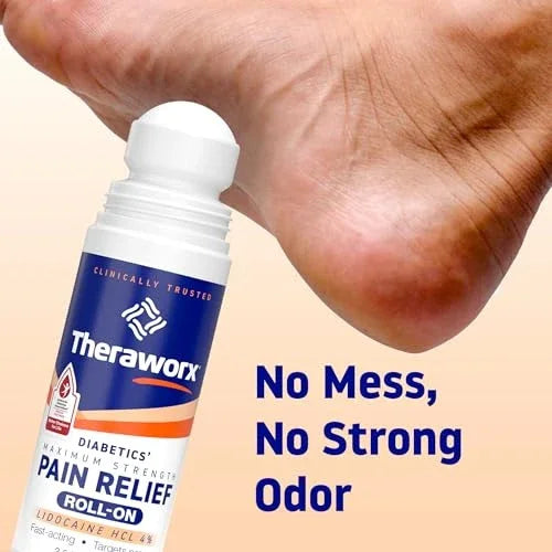 Theraworx Diabetics Pain Relief Roll-On – Targeted Relief, 2.5 oz - Exotic Pro