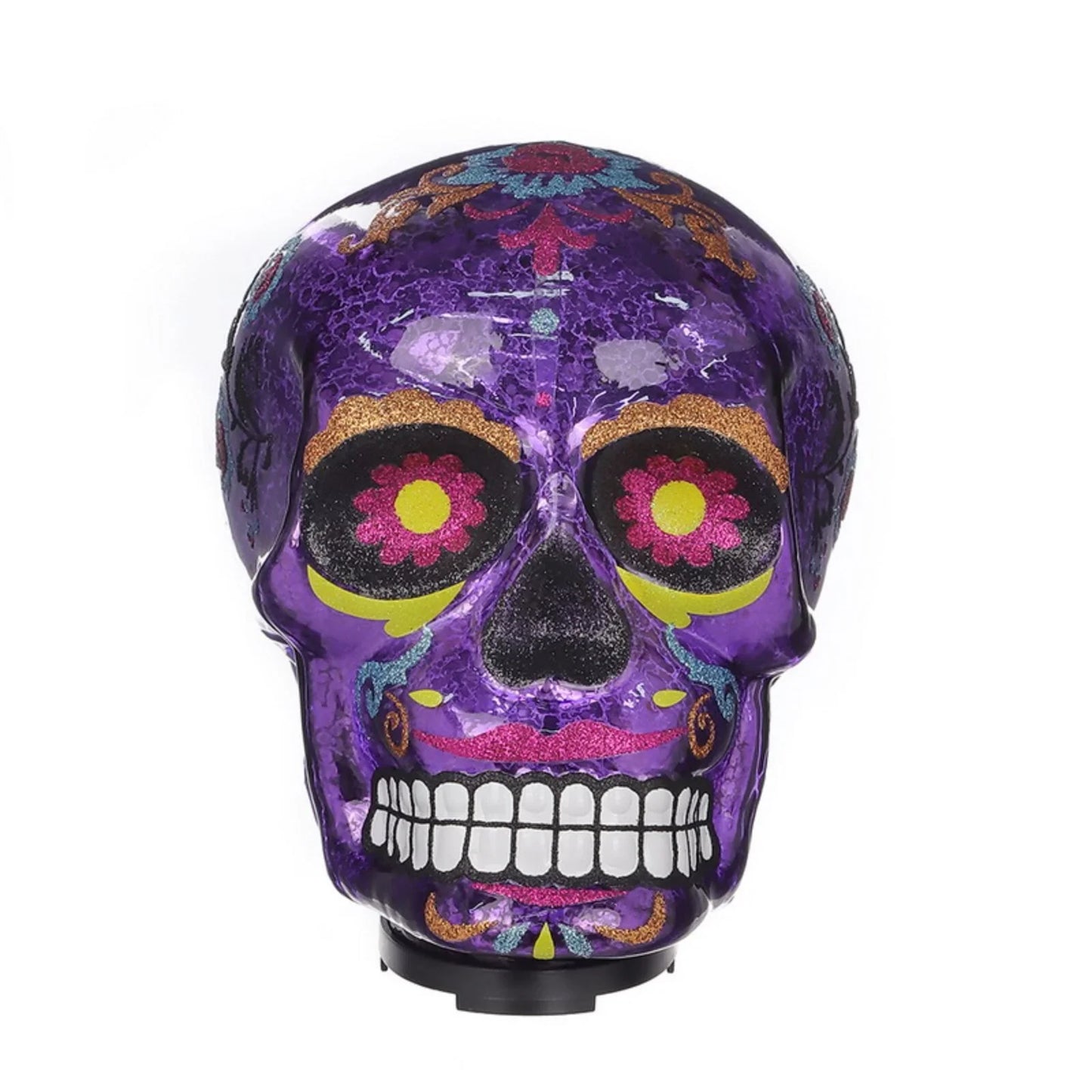 Spooky Village Light-Up Glass Skull, 1 Ct – Assorted Halloween Designs - Exotic Pro