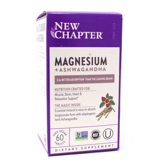 New Chapter Magnesium + Ashwagandha Supplement – 60 Tablets