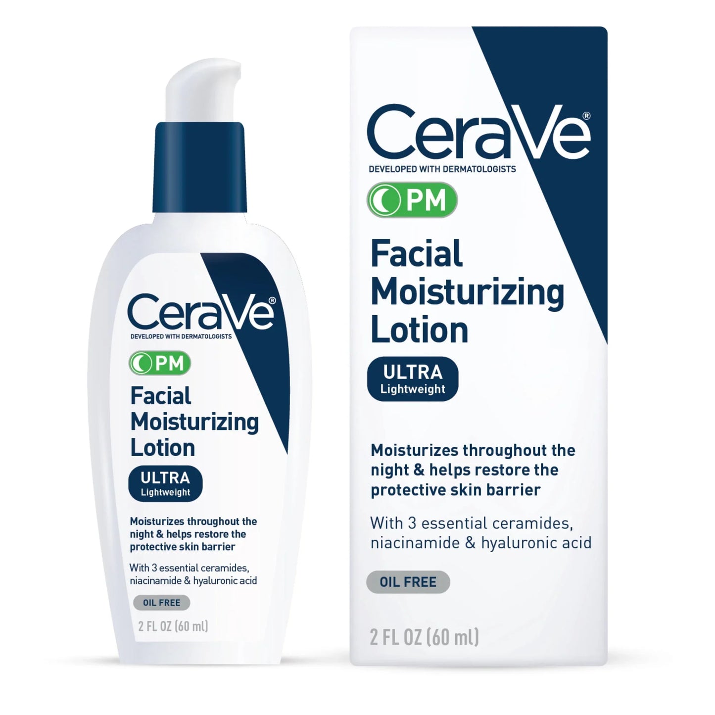 CeraVe PM Face Moisturizer Lotion for Normal to Oily Skin, 2 fl oz - Exotic Pro