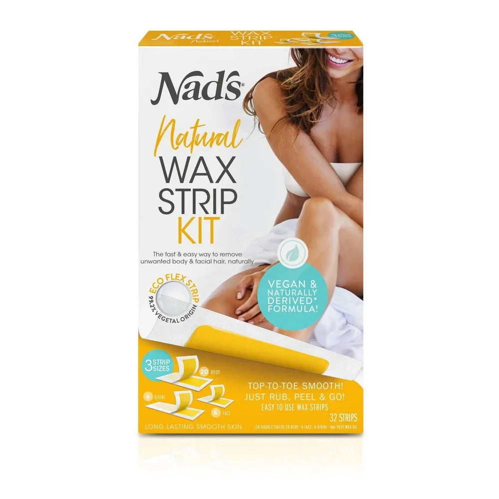 Nad's Natural Wax Strip Kit for Face & Body - 32 Ct - Exotic Pro
