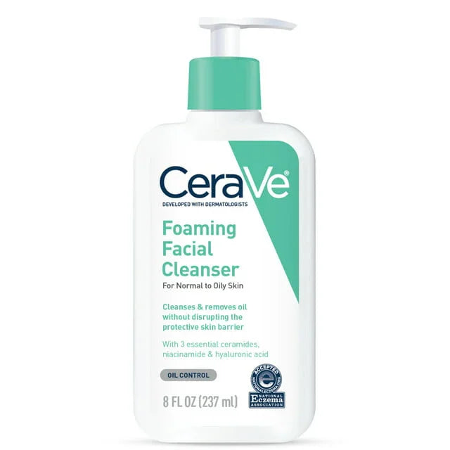 CeraVe Foaming Facial Cleanser, Daily Face Wash for Normal to Oily Skin, 8 fl oz. - Exotic Pro
