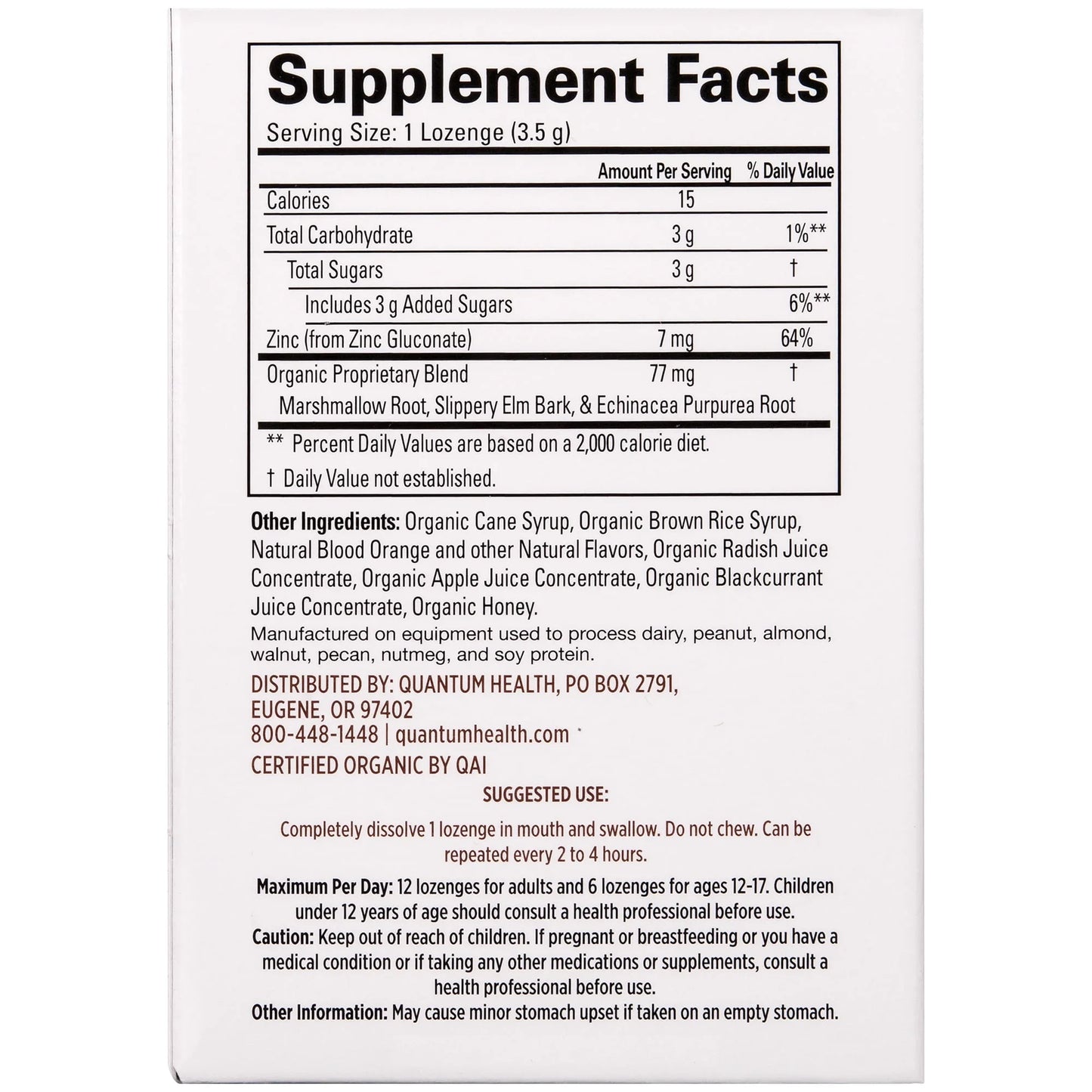 Quantum Health TheraZinc Organic Lozenges Blood Orange - 25 Ct - Exotic Pro
