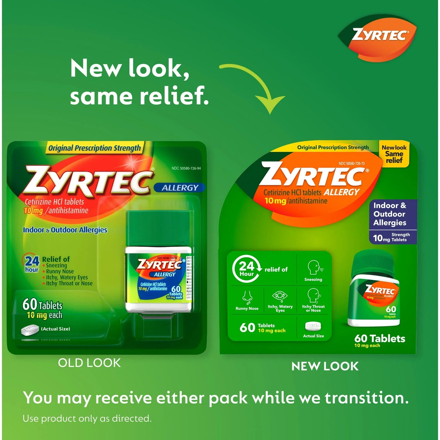 Zyrtec 24 Hour Allergy Relief Tablets, 10mg Cetirizine HCl, 60 Count - Exotic Pro