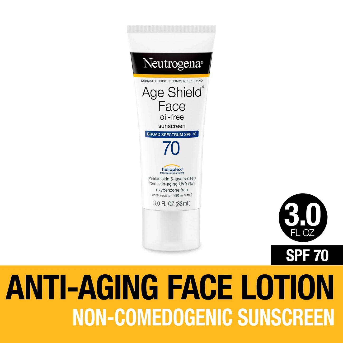 Neutrogena Age Shield Face Oil-Free Sunscreen, SPF 70 Sunblock, 3 fl oz - Exotic Pro