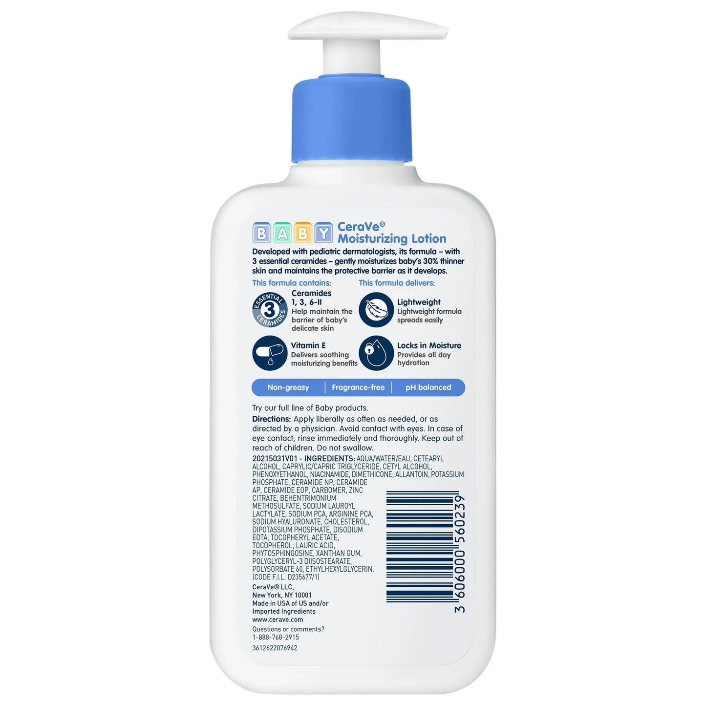 CeraVe Baby Lotion for Face & Body, Lightweight Moisturizer, 8 oz - Exotic Pro