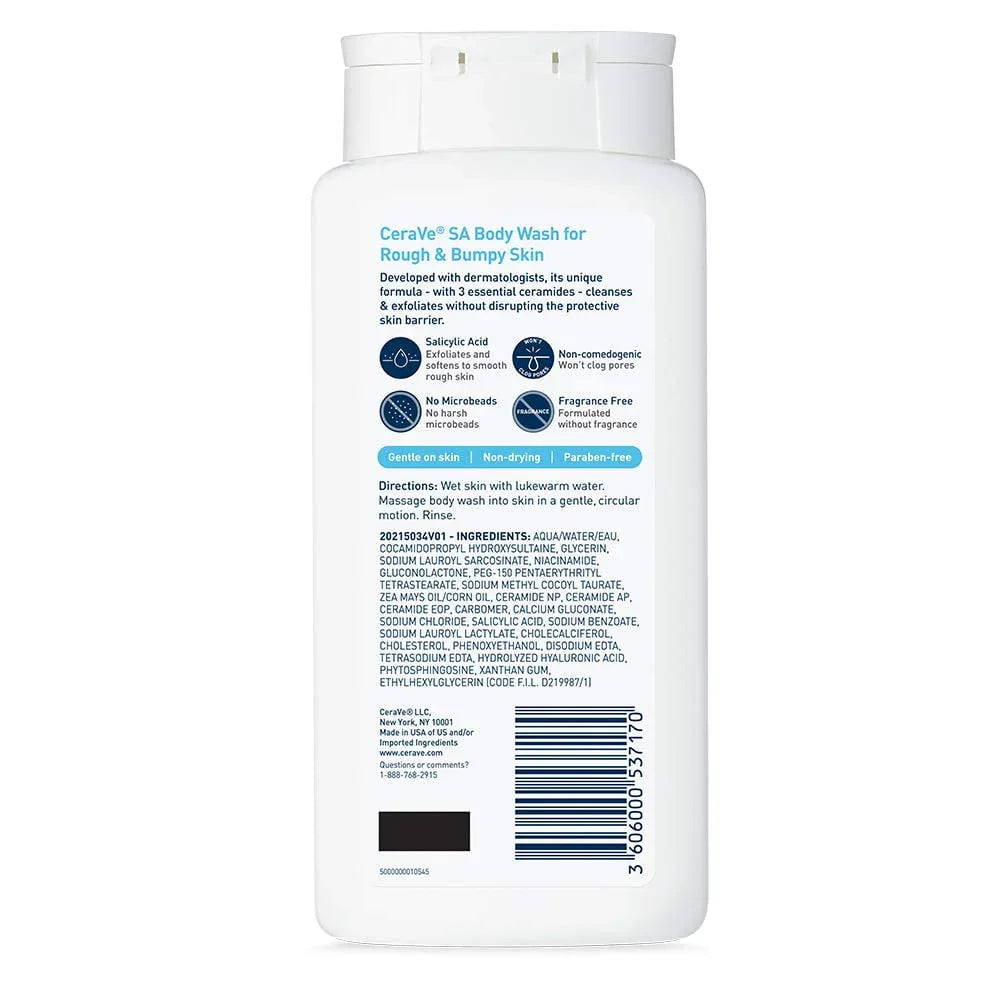 CeraVe SA Body Wash for Rough & Bumpy Skin with Salicylic Acid, 10 oz - Exotic Pro