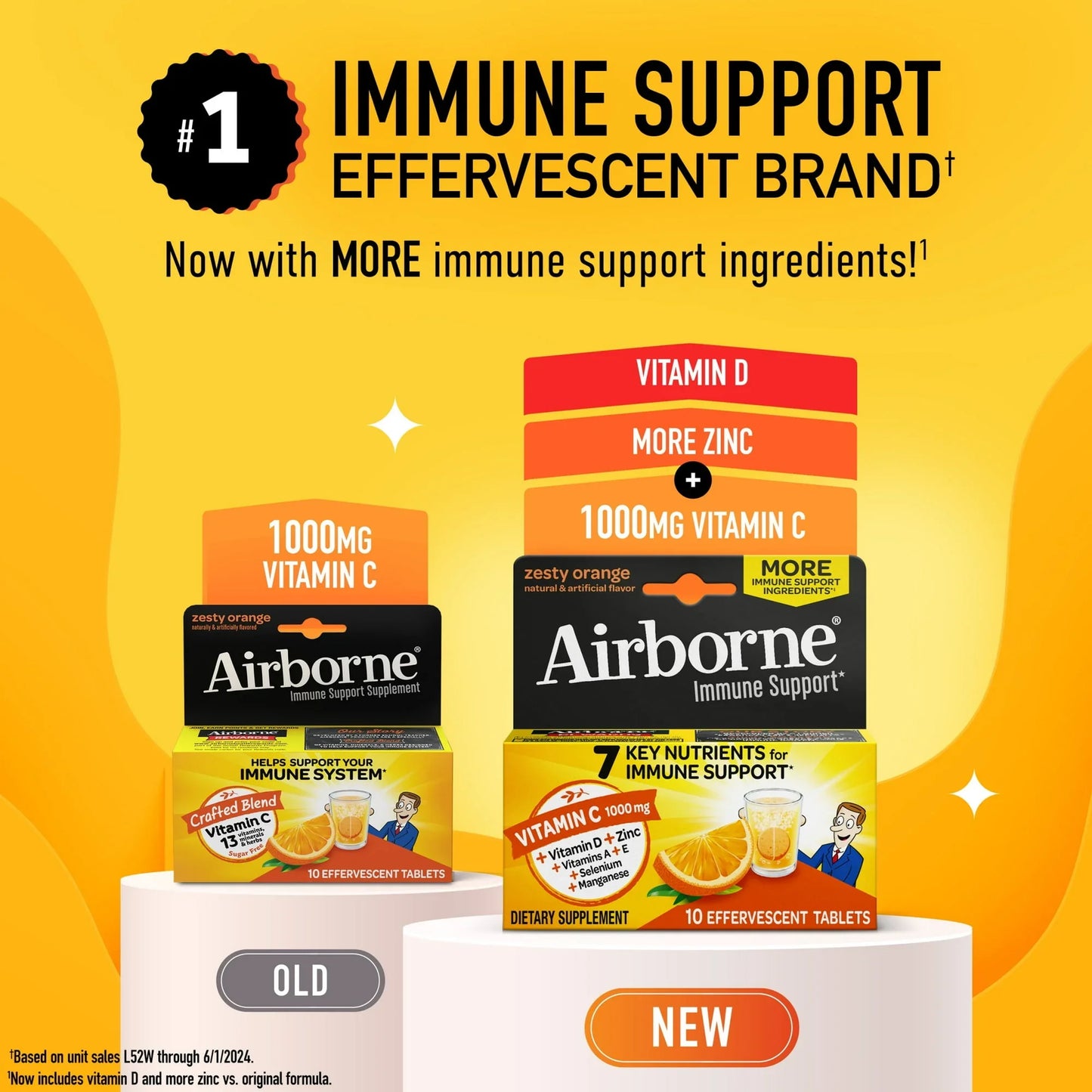 Airborne Vitamin C 1000mg 10 Ct | Zesty Orange Immune Support Effervescent Tabs - Exotic Pro