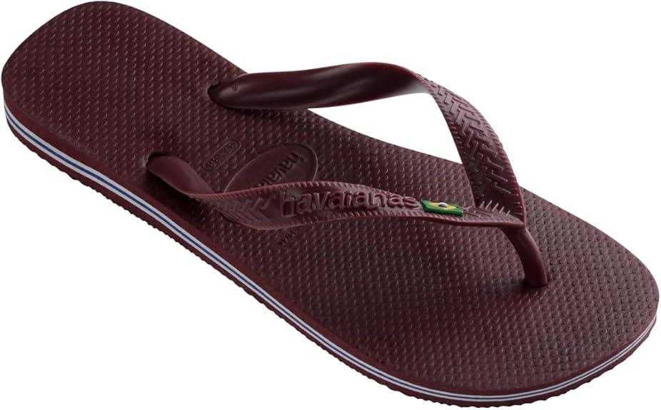 Havaianas Men's Brazil Logo Flip Flops - Sandals for Swimming Pools (Grape Wine, Size 11-12) - Exotic Pro