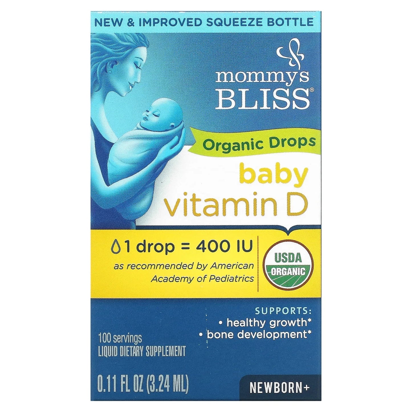 Vitamin D, Organic Drops, Newborn +, 0.11 fl oz (3.24 ml), Mommy's Bliss - Exotic Pro