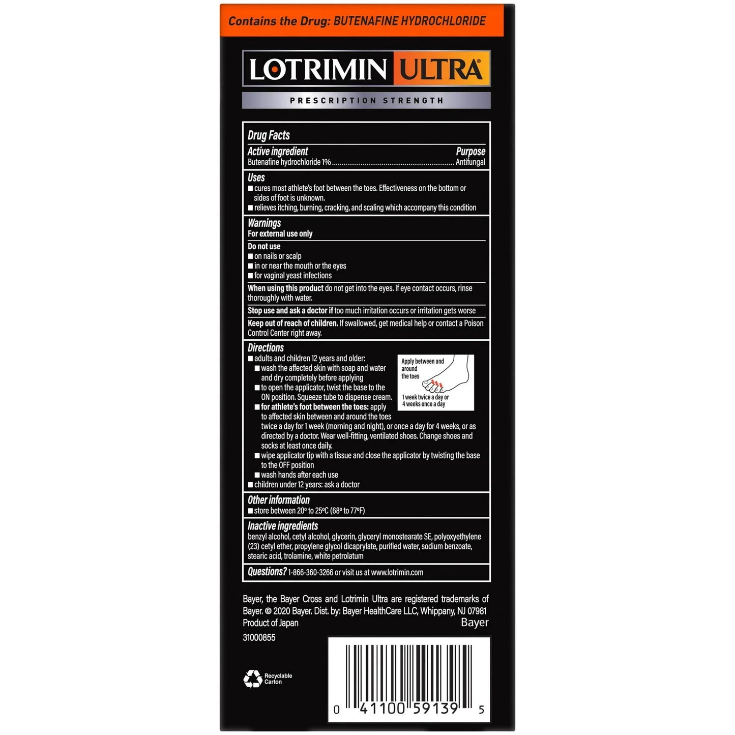 Lotrimin Ultra No-Touch Athlete's Foot Treatment Cream (20g) - Exotic Pro