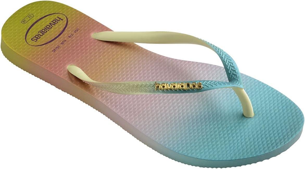 Havaianas Slim Gradient Sunset Flip Flop Sandals - Lime Green (Size 39/40 Brazil, US Men's 7/8, Women's 9/10) - Exotic Pro