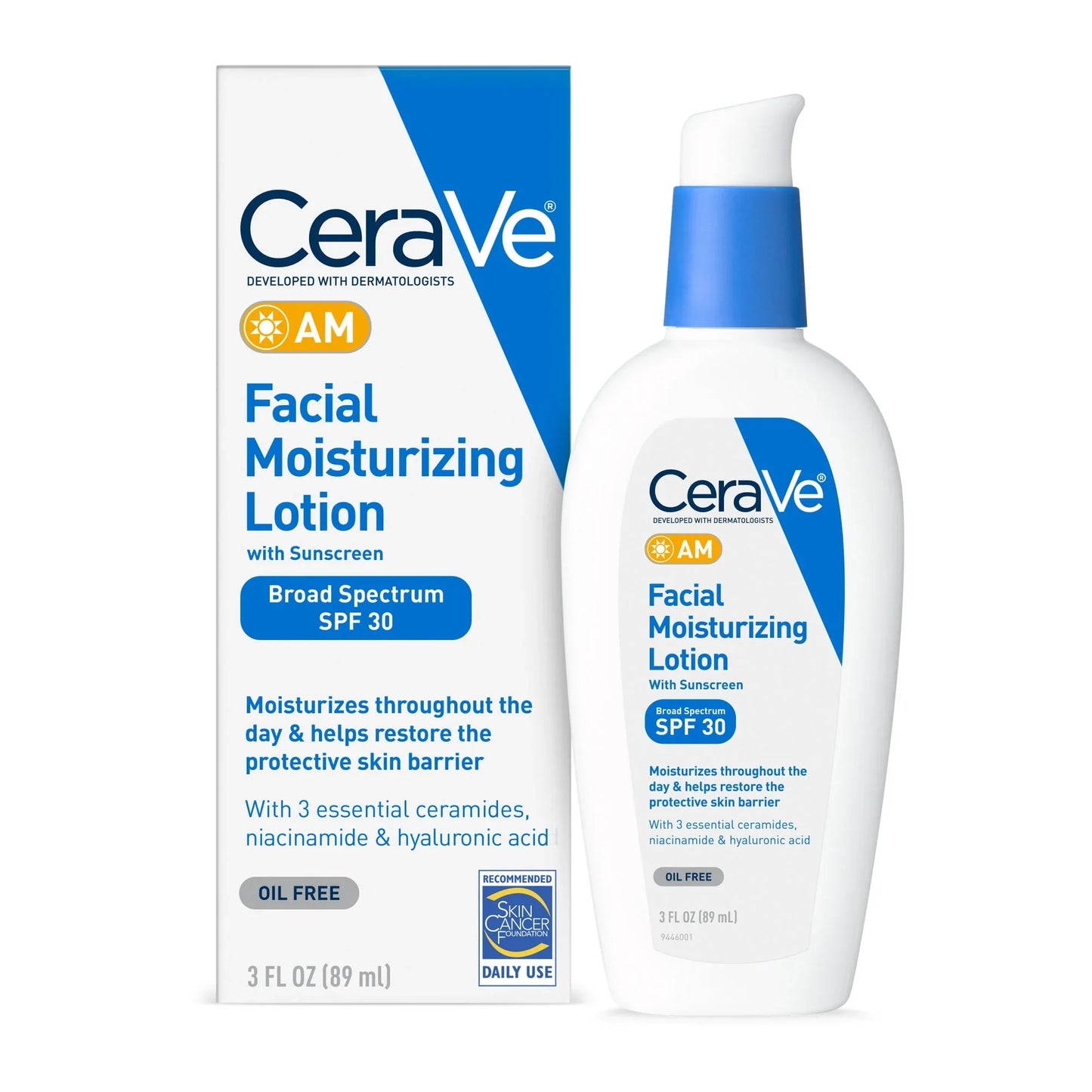 CeraVe AM Face Moisturizer Lotion with Sunscreen SPF 30 for Normal to Oily Skin, 2 fl oz - Exotic Pro