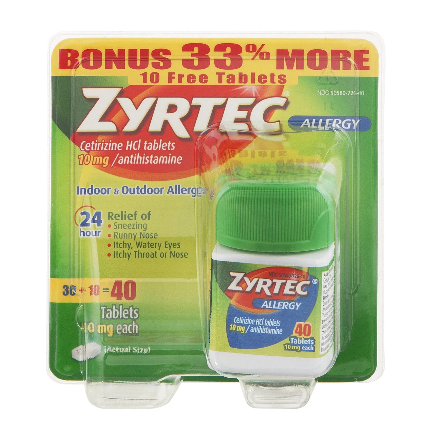 Zyrtec 24 Hour Allergy Relief Tablets, 30+10 Ct *EN - Exotic Pro