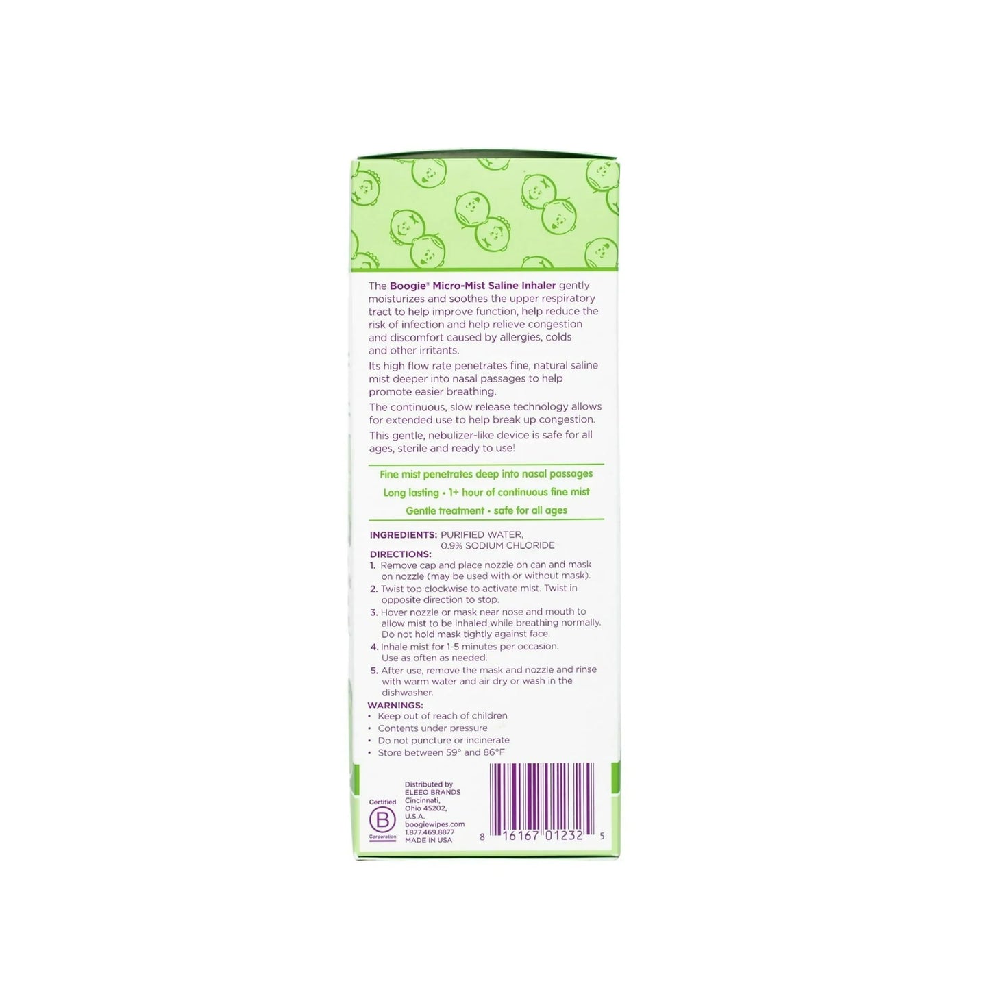 Boogie Micro-Mist Saline Inhaler – 1.7 oz | Gentle Nasal Moisturizer - Exotic Pro