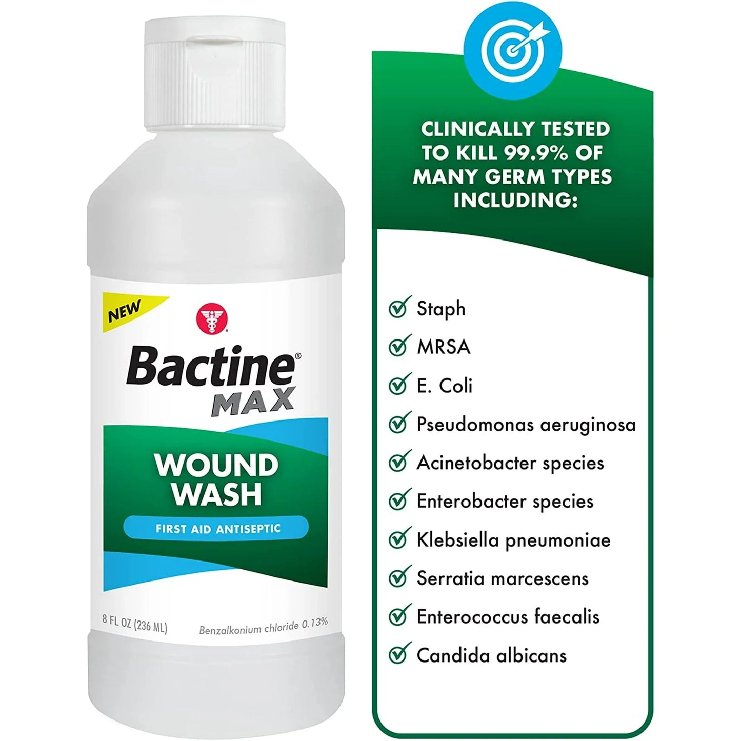 Bactine Max First Aid Wound Wash – 8 fl oz | Kills 99.9% of Germs - Exotic Pro