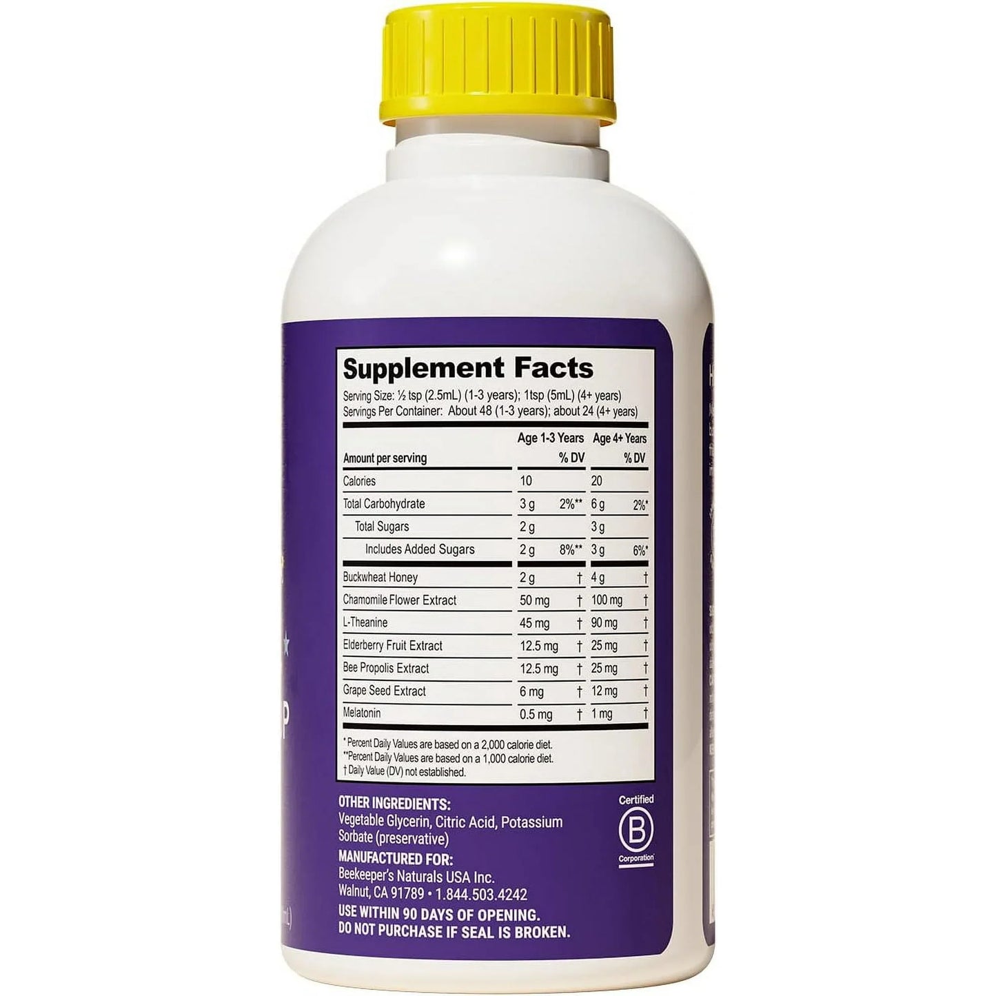 Beekeeper's Naturals Kids Honey Cough Syrup 4oz Nighttime Soothing Support - Exotic Pro