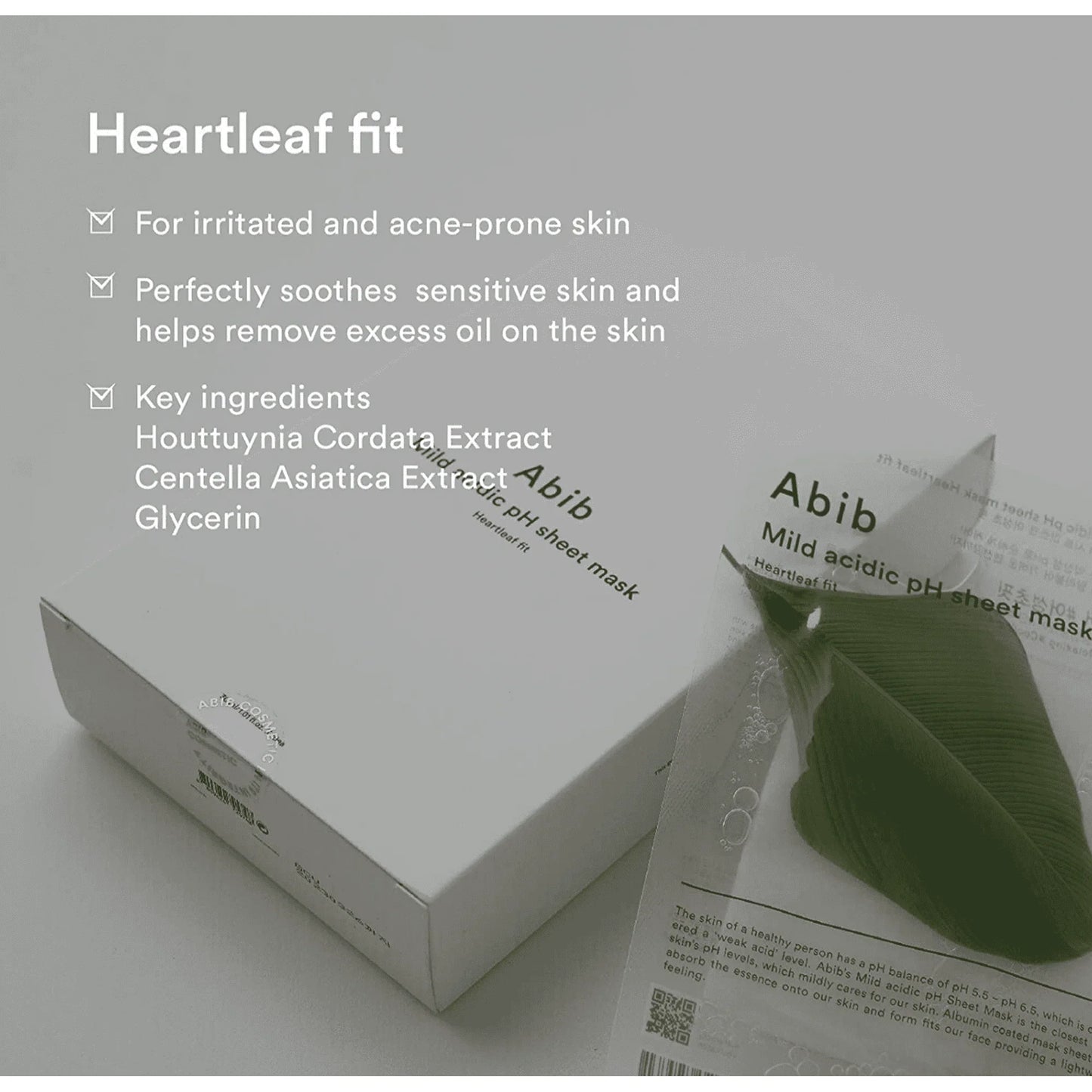 Abib Mild Acidic pH Sheet Mask Heartleaf Fit 30ml, 10pcs - Exotic Pro