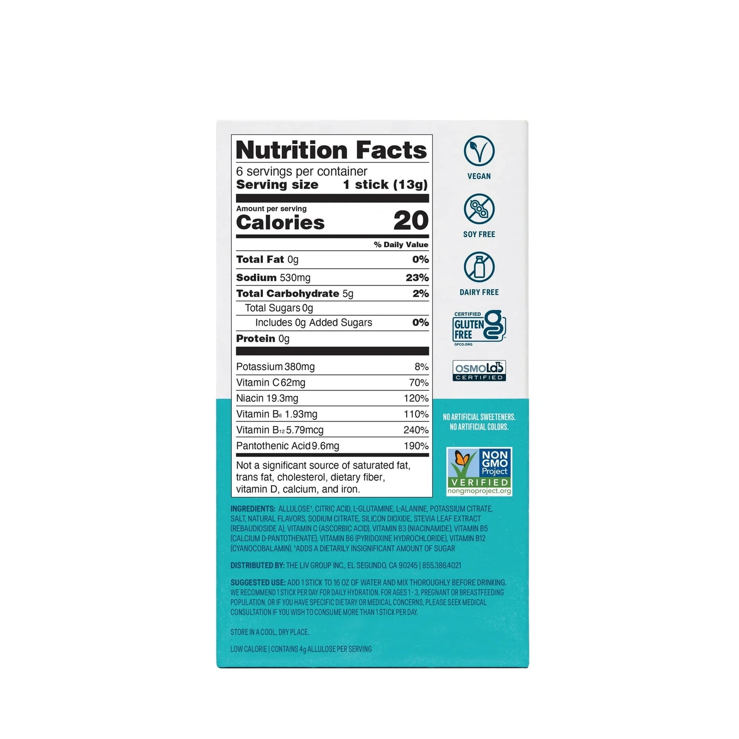 Liquid I.V. Sugar-Free Lemon Lime Hydration Multiplier Drink Mix | 6 Packets - Exotic Pro