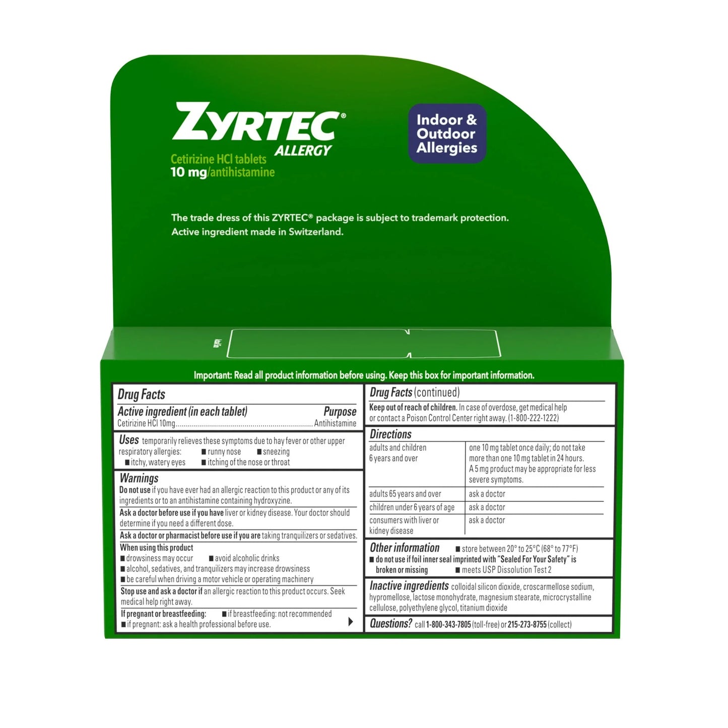 Zyrtec 24 Hour Allergy Relief Tablets, 10mg Cetirizine HCl, 60 Count - Exotic Pro
