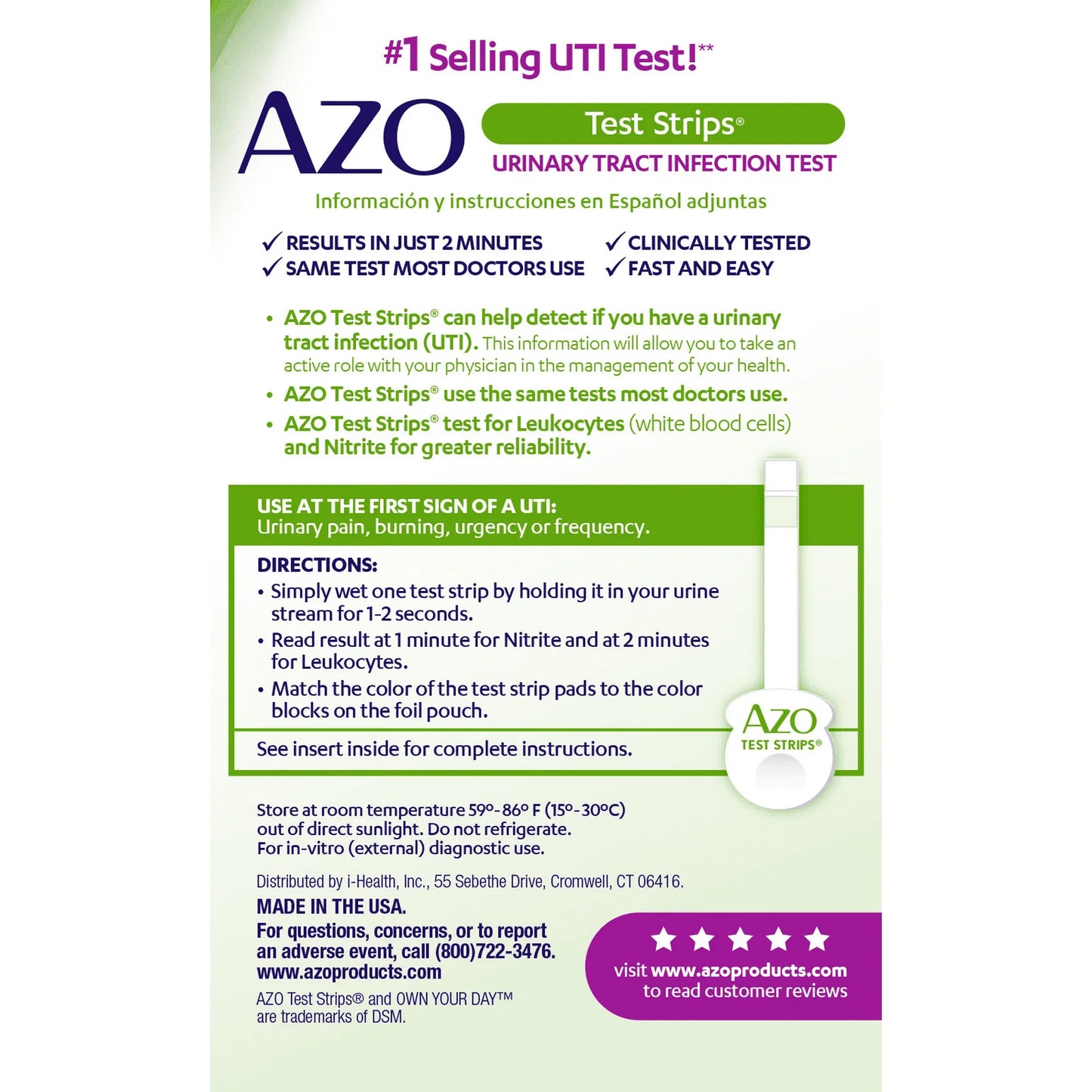AZO UTI Test Strips for Women, At-Home Infection Detection, 3 Ct - Exotic Pro