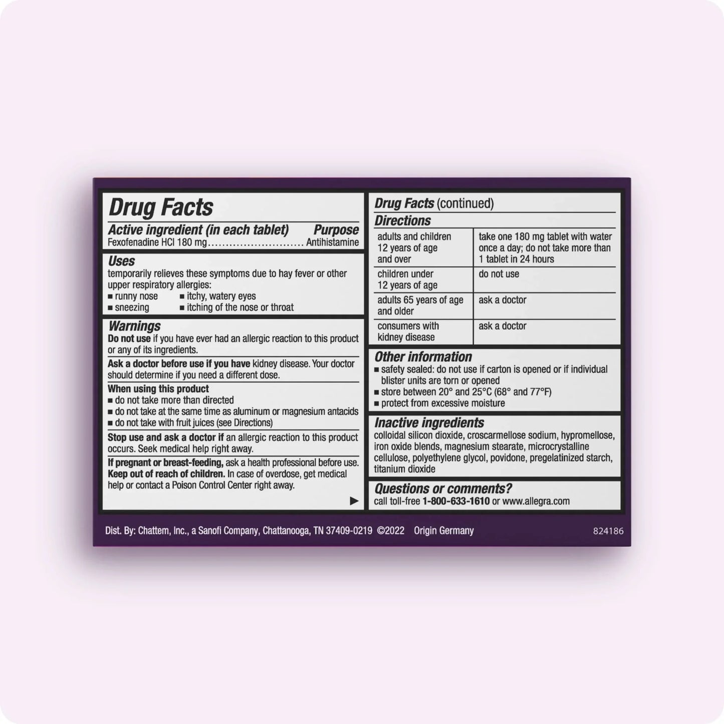 Allegra 24-Hour Allergy Relief, 180mg Fexofenadine HCI, Non-Drowsy, 15 Ct - Exotic Pro