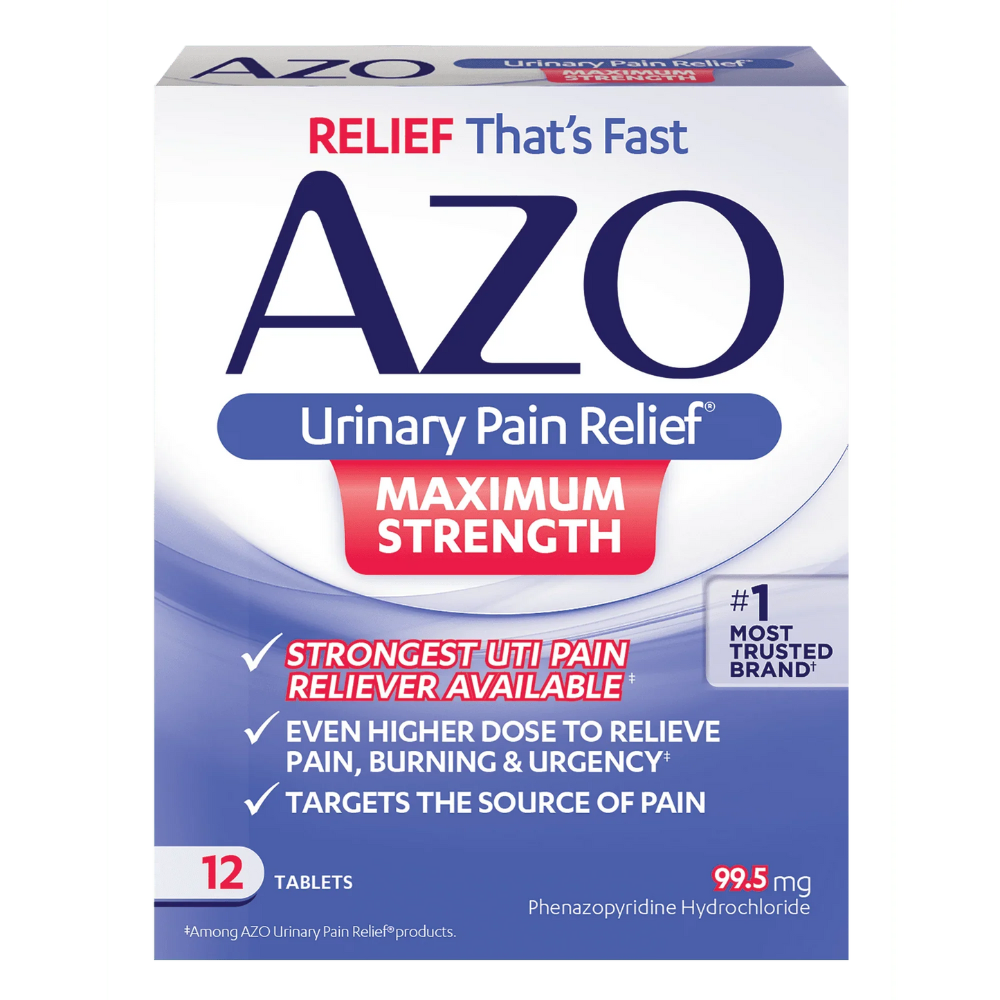 AZO Standard Maximum Strength Urinary Pain Relief Tablets, 12 Count - Exotic Pro