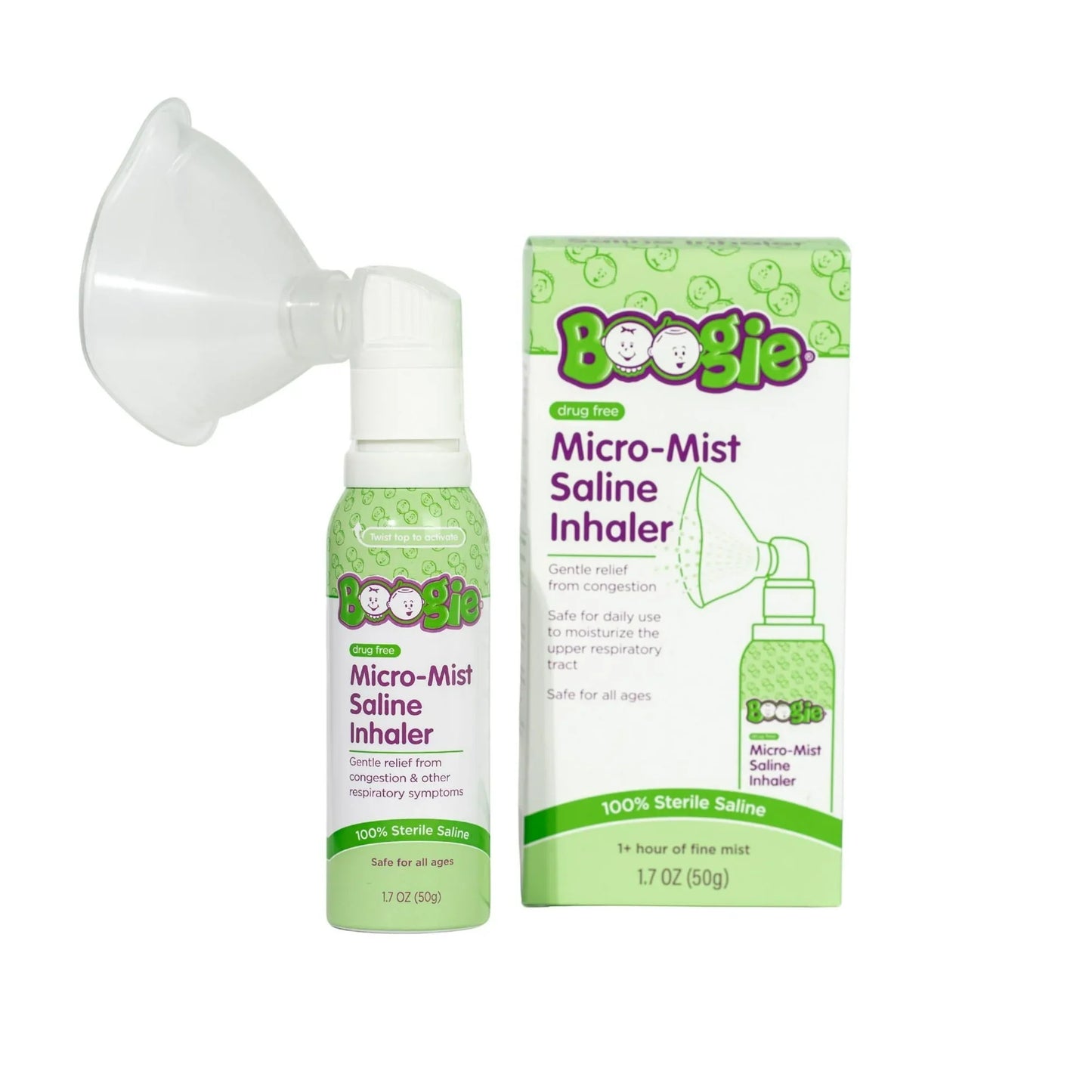 Boogie Micro-Mist Saline Inhaler – 1.7 oz | Gentle Nasal Moisturizer - Exotic Pro