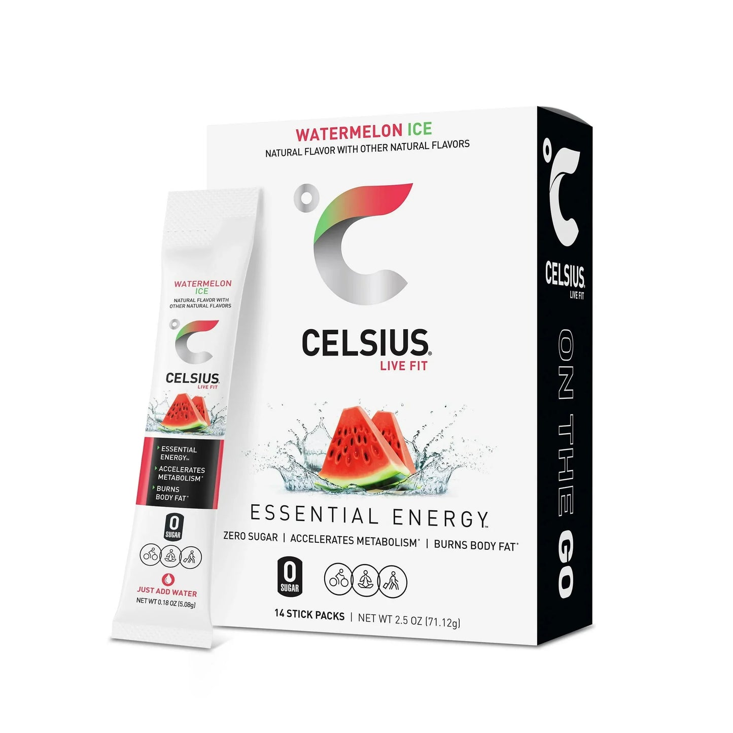 CELSIUS On-The-Go Energy Drink Mix Watermelon Ice | 14 Stick Packs - Exotic Pro