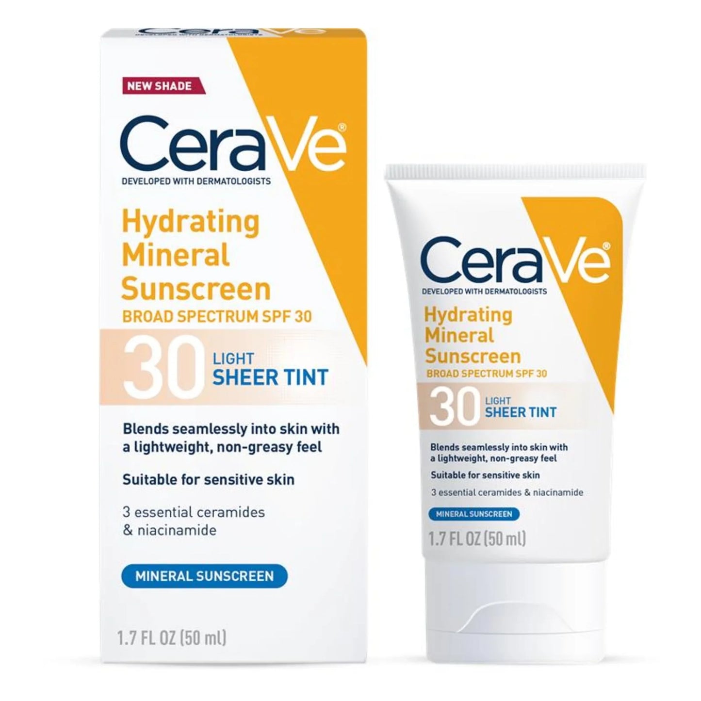 CeraVe Tinted Hydrating Mineral Sunscreen SPF 30 – Face Lotion, 1.7 oz - Exotic Pro