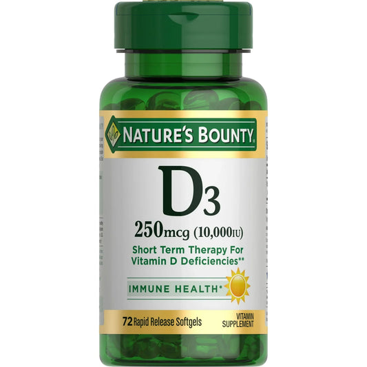 Nature's Bounty Vitamin D3 250mcg – Immune Support Softgels (72 Ct) - Exotic Pro