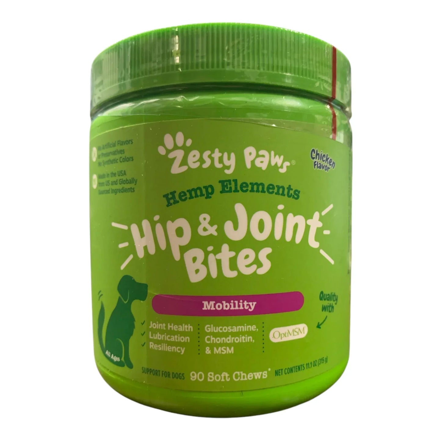 Zesty Paws Hip & Joint Bites for Dogs, Mobility Support, Chicken Flavor, 90 ct (Pack of 2) - Exotic Pro