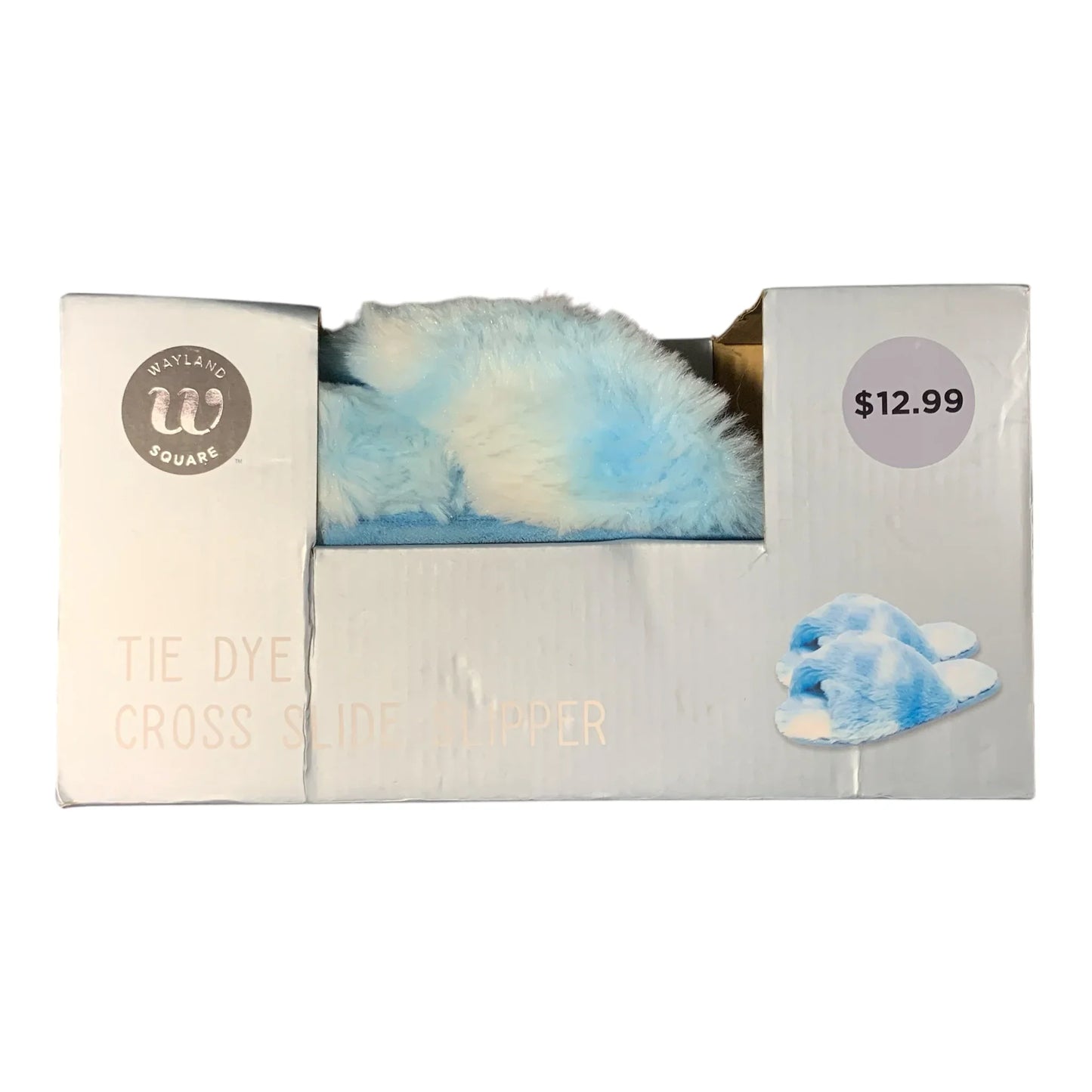 Wayland Square Girls Tie-Dye Cross Slide Slippers - Size M (5-6), Blue/White - Exotic Pro