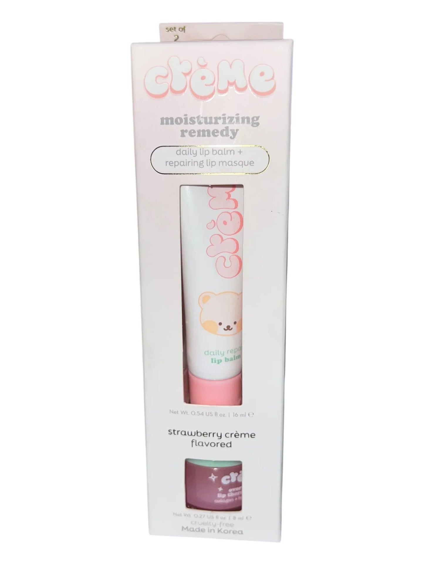 The Crème Shop Boba Bears Lip Repair Duo – Balm & Masque, Strawberry - Exotic Pro