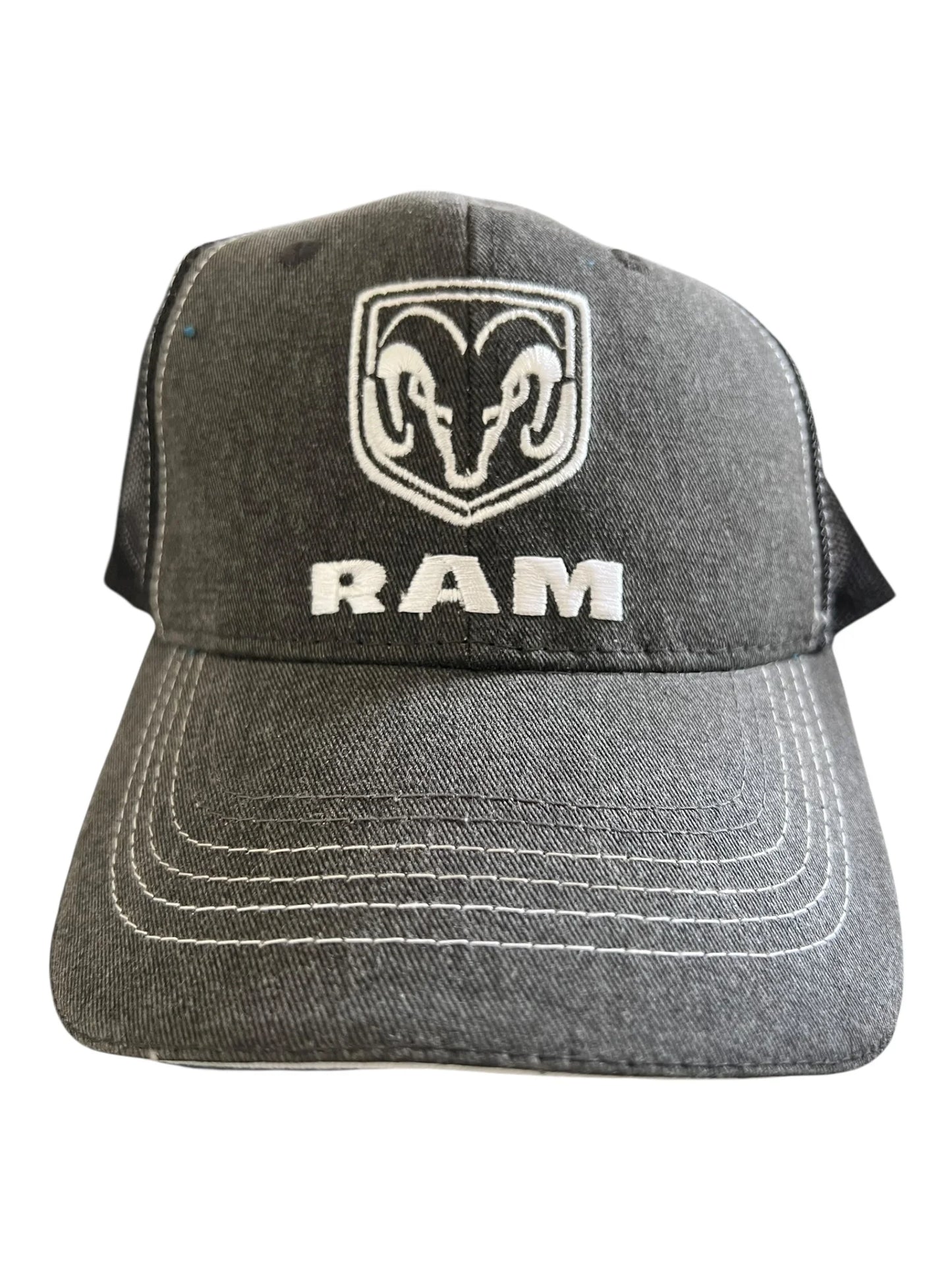Dodge Ram Logo Trucker Snapback Hat - Gray & Black Mesh Adjustable Cap