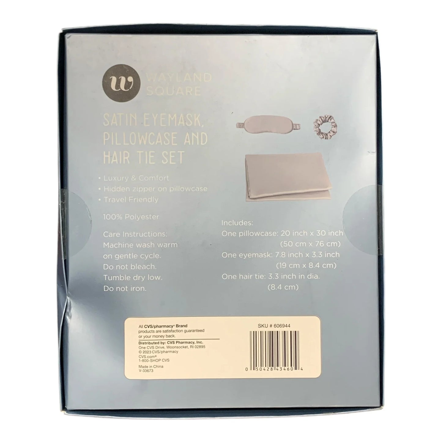 Wayland Square Satin Eyemask, Pillowcase & Hair Tie Set Gray - Exotic Pro