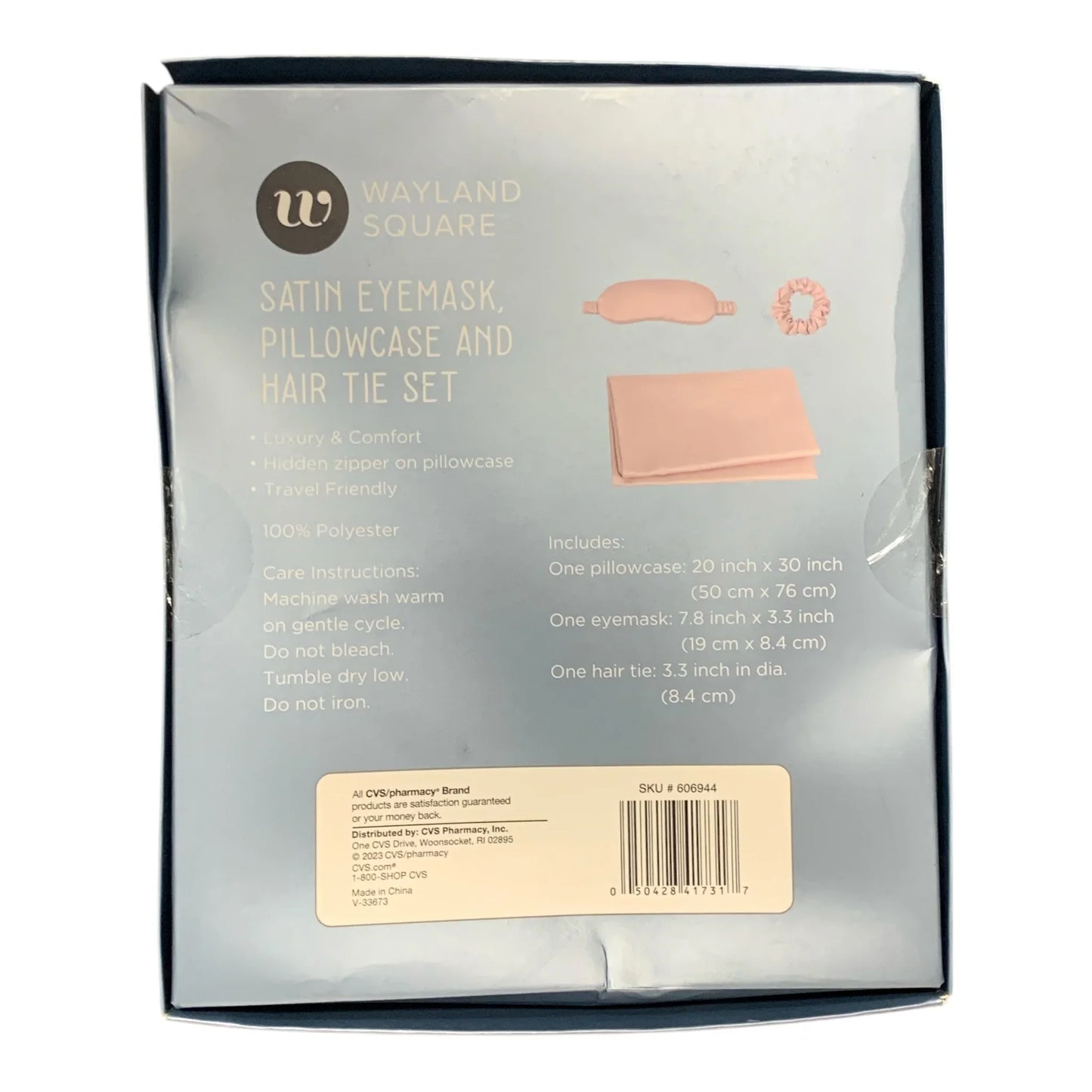 Wayland Square Satin Eyemask, Pillowcase & Hair Tie Set Pink - Exotic Pro