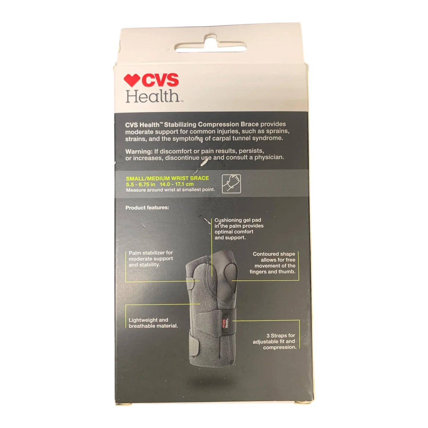 CVS Health Compression Brace - Moderate Support, Right Wrist (S/M) - Exotic Pro
