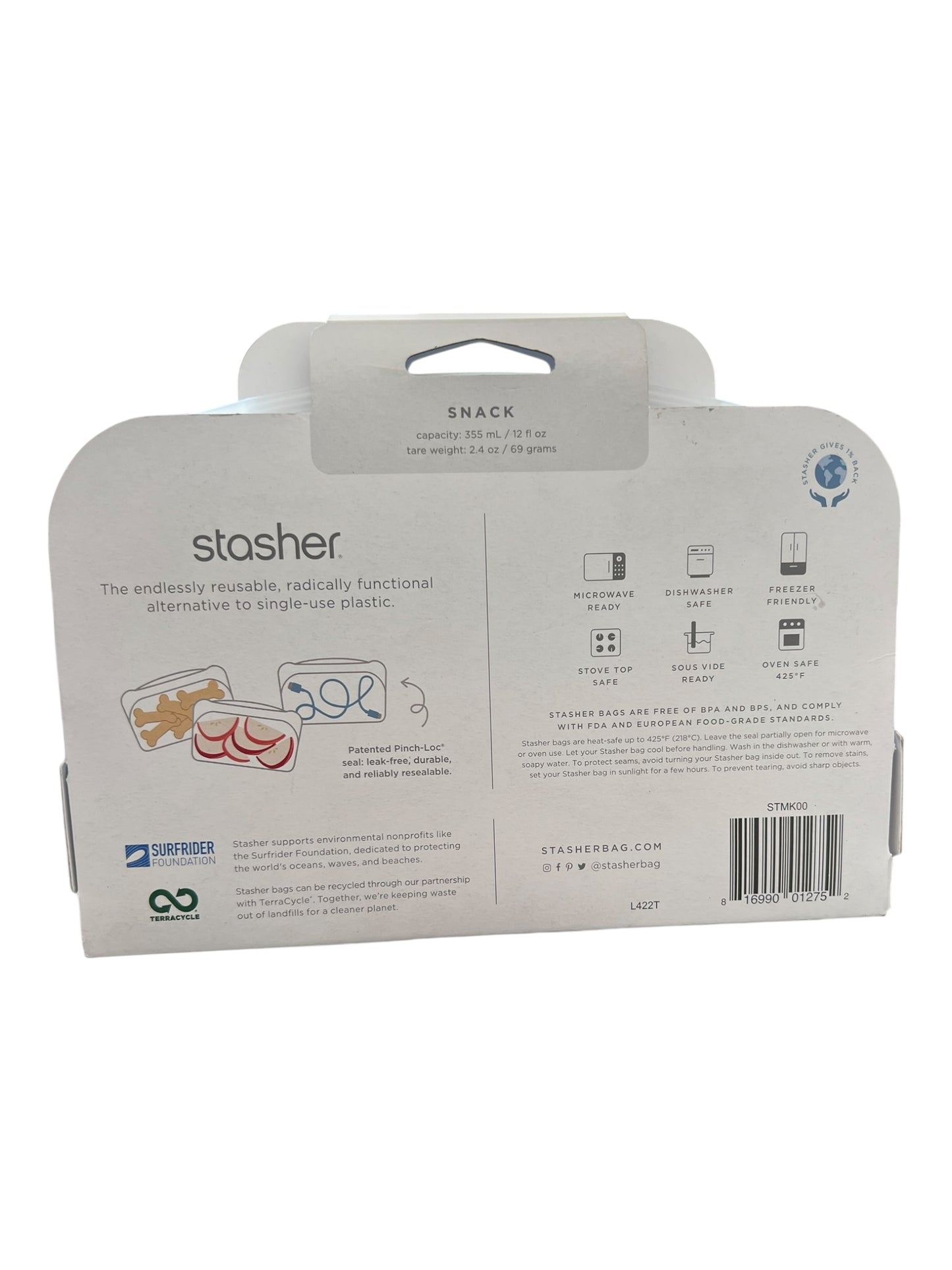 Stasher 12oz Clear Silicone Reusable Snack Bag – Leakproof & Dishwasher Safe