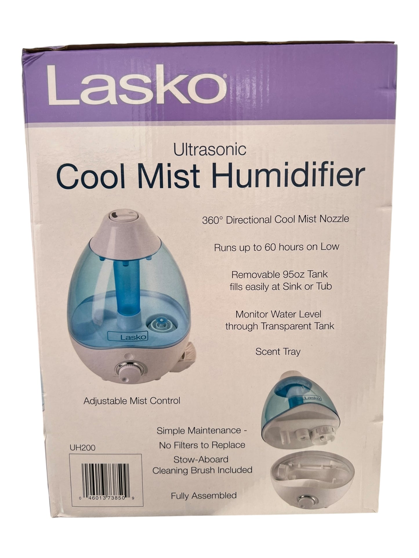 Lasko Ultrasonic Cool Mist Humidifier with Scent Tray & Nightlight - UH200