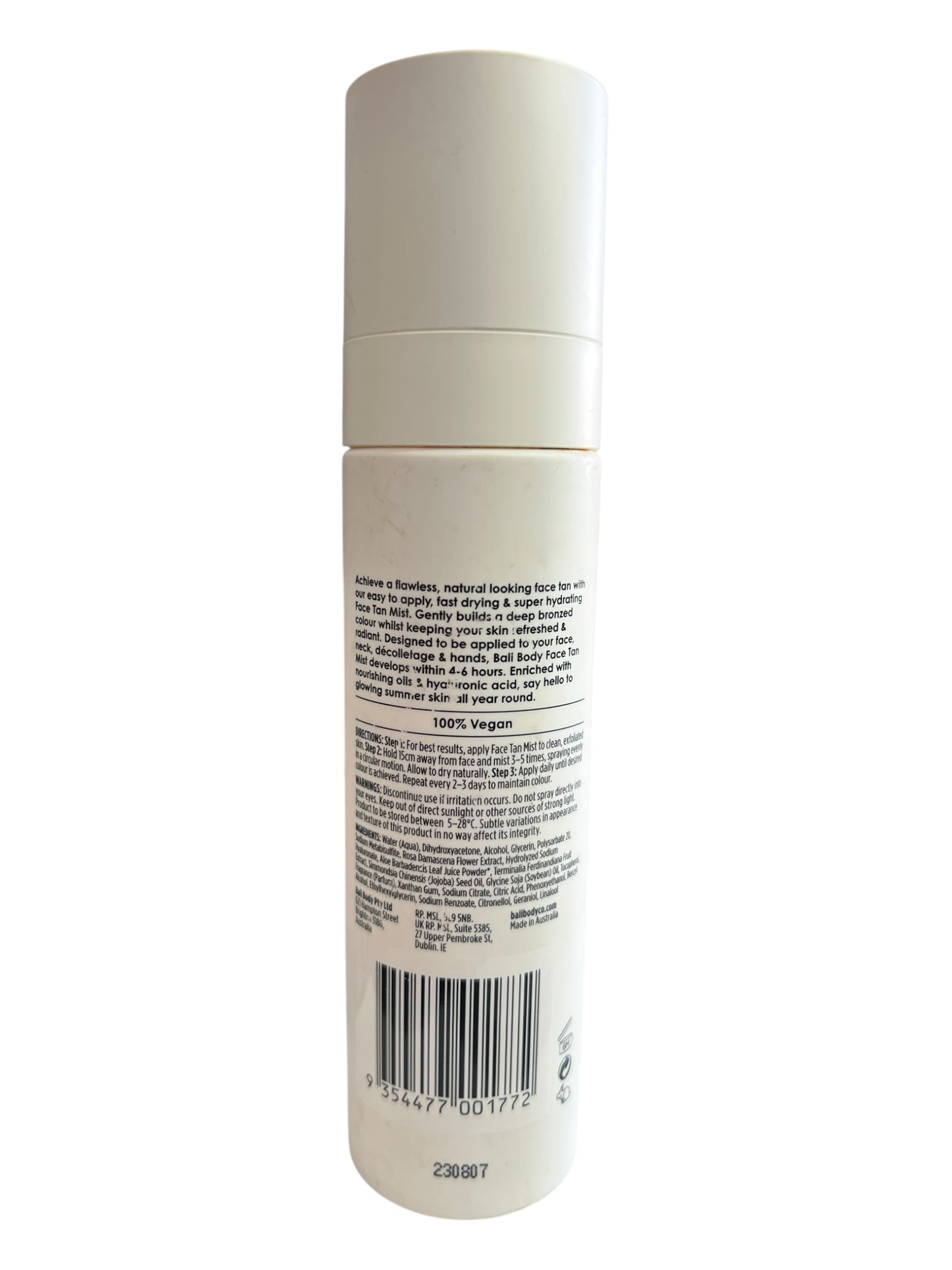Bali Body Dark Face Tan Mist 3.4oz (100mL) – Natural Self Tanning Spray