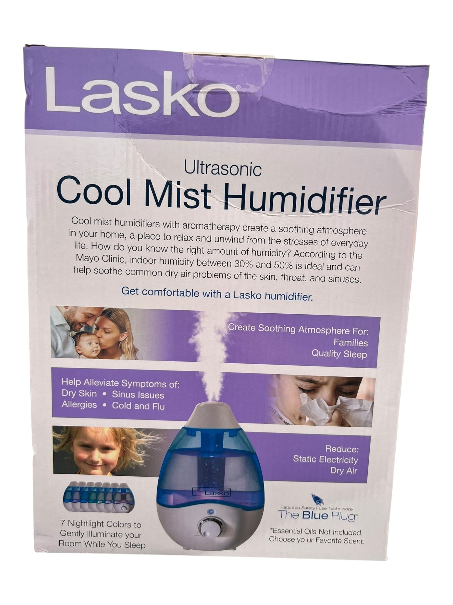 Lasko Ultrasonic Cool Mist Humidifier with Scent Tray & Nightlight - UH200
