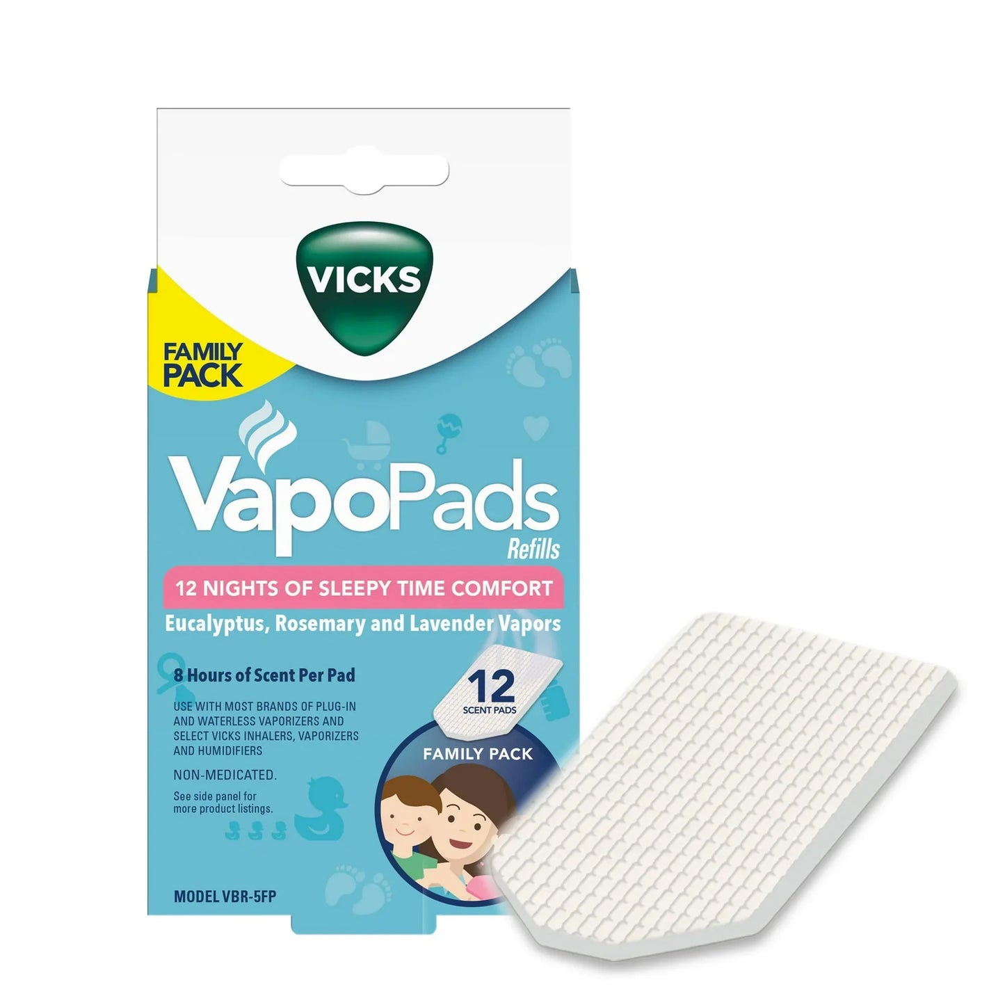 Vicks VapoPads Refills with Eucalyptus, Lavender & Rosemary for Sleep Support, 12 Pack - Exotic Pro