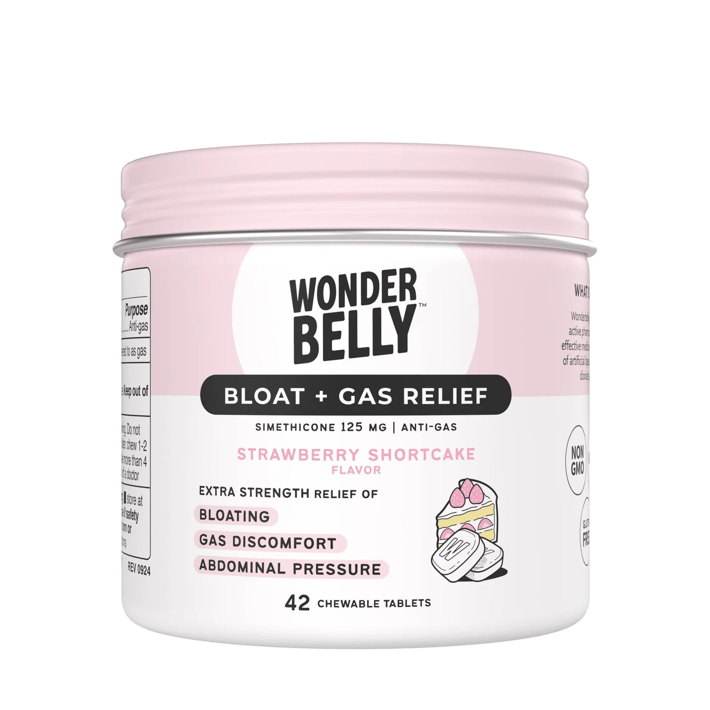 Wonderbelly Bloat & Gas Relief Chewable Tablets – Strawberry Shortcake, 42ct - Exotic Pro