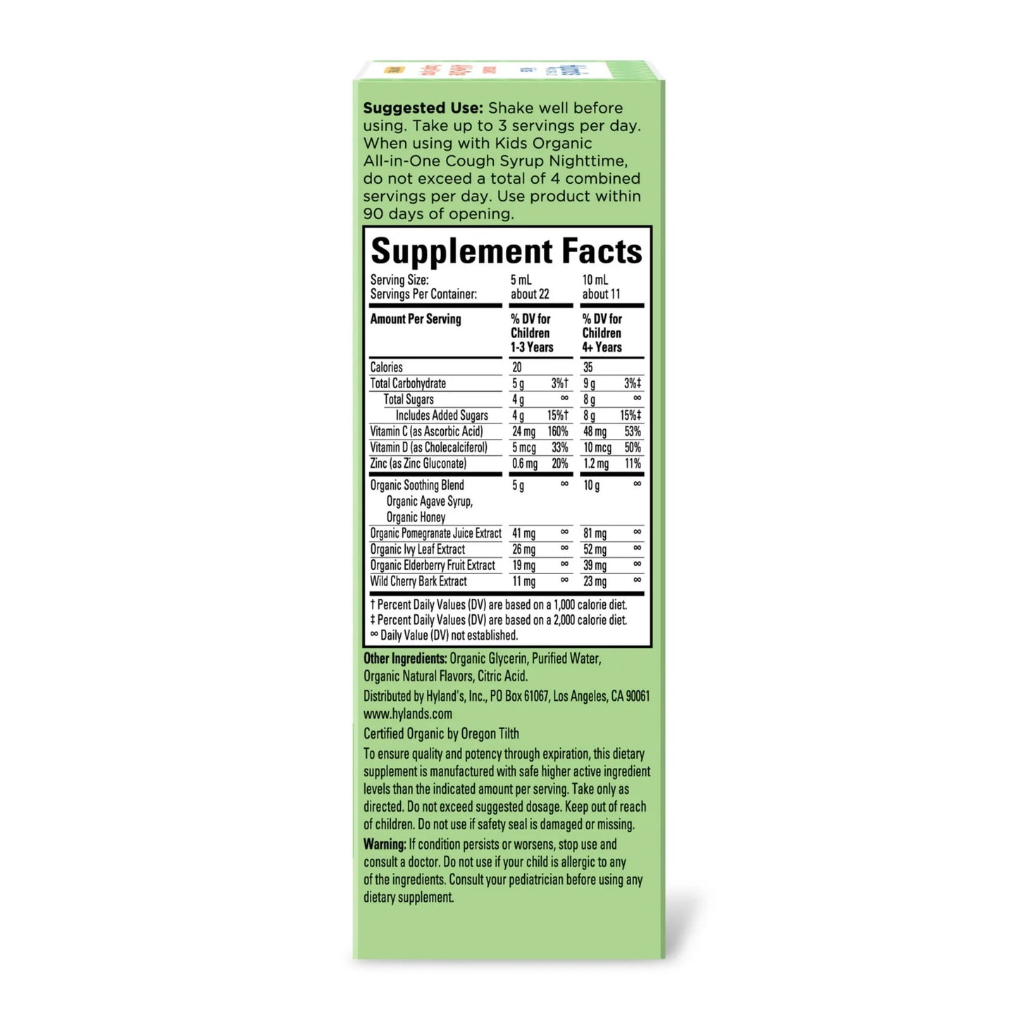 Hyland's Kids Organic All-in-One Cough Syrup, Daytime, Ages 1-12, 4 fl oz - Exotic Pro