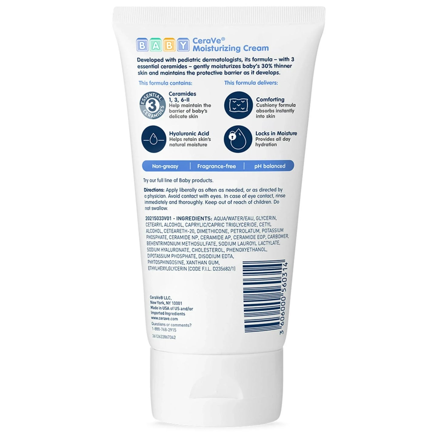 CeraVe Baby Moisturizing Cream for Baby & Toddler, Gentle Hydration, 5 oz - Exotic Pro