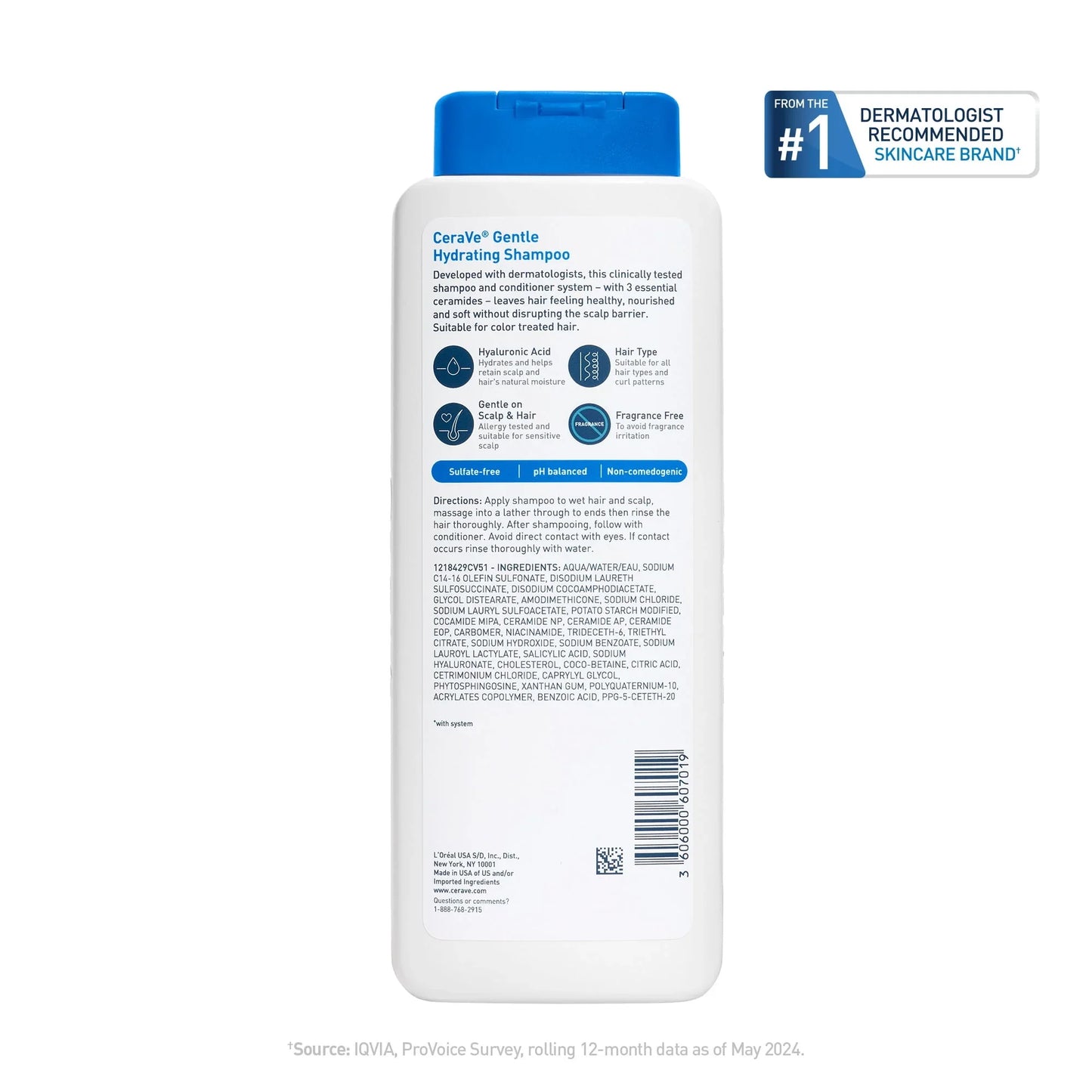 CeraVe Gentle Hydrating Shampoo – 12 fl oz, Fragrance-Free for All Hair Types - Exotic Pro