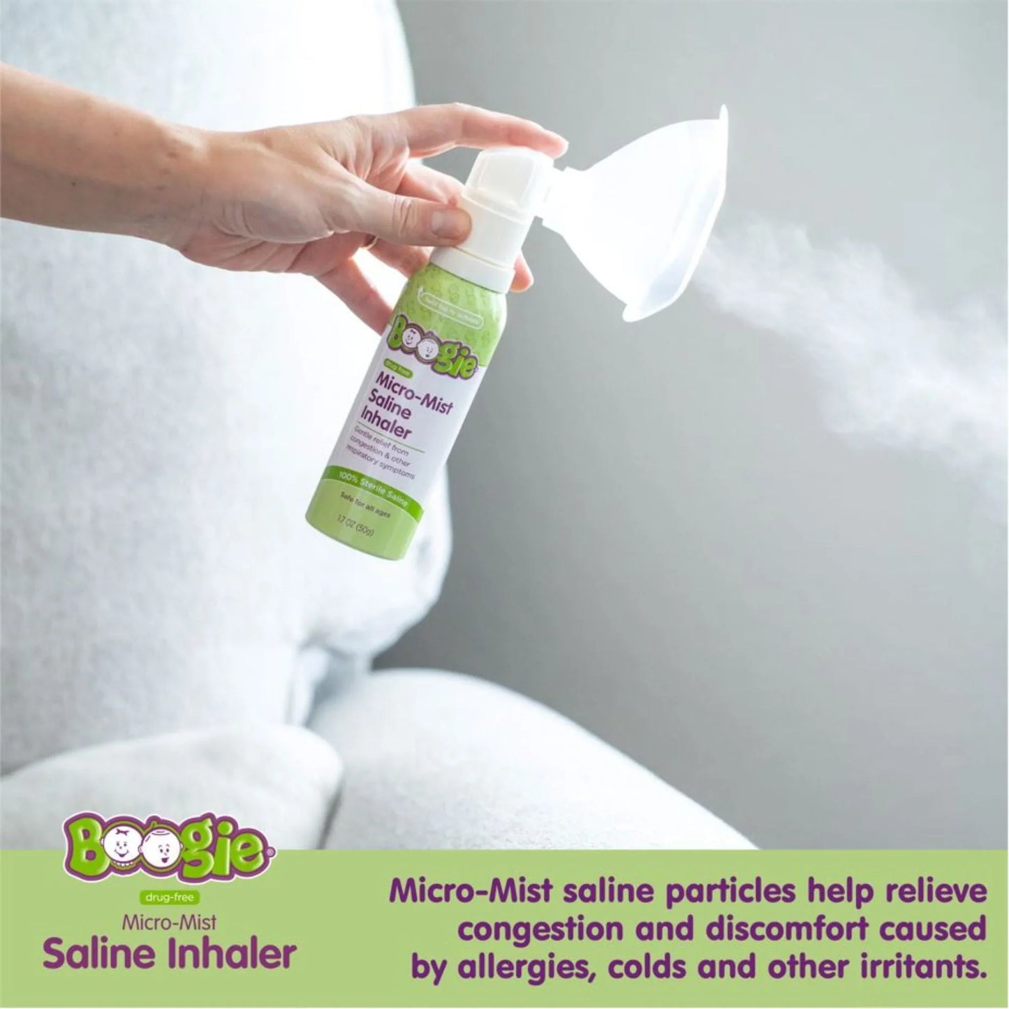 Boogie Micro-Mist Saline Inhaler – 1.7 oz | Gentle Nasal Moisturizer - Exotic Pro