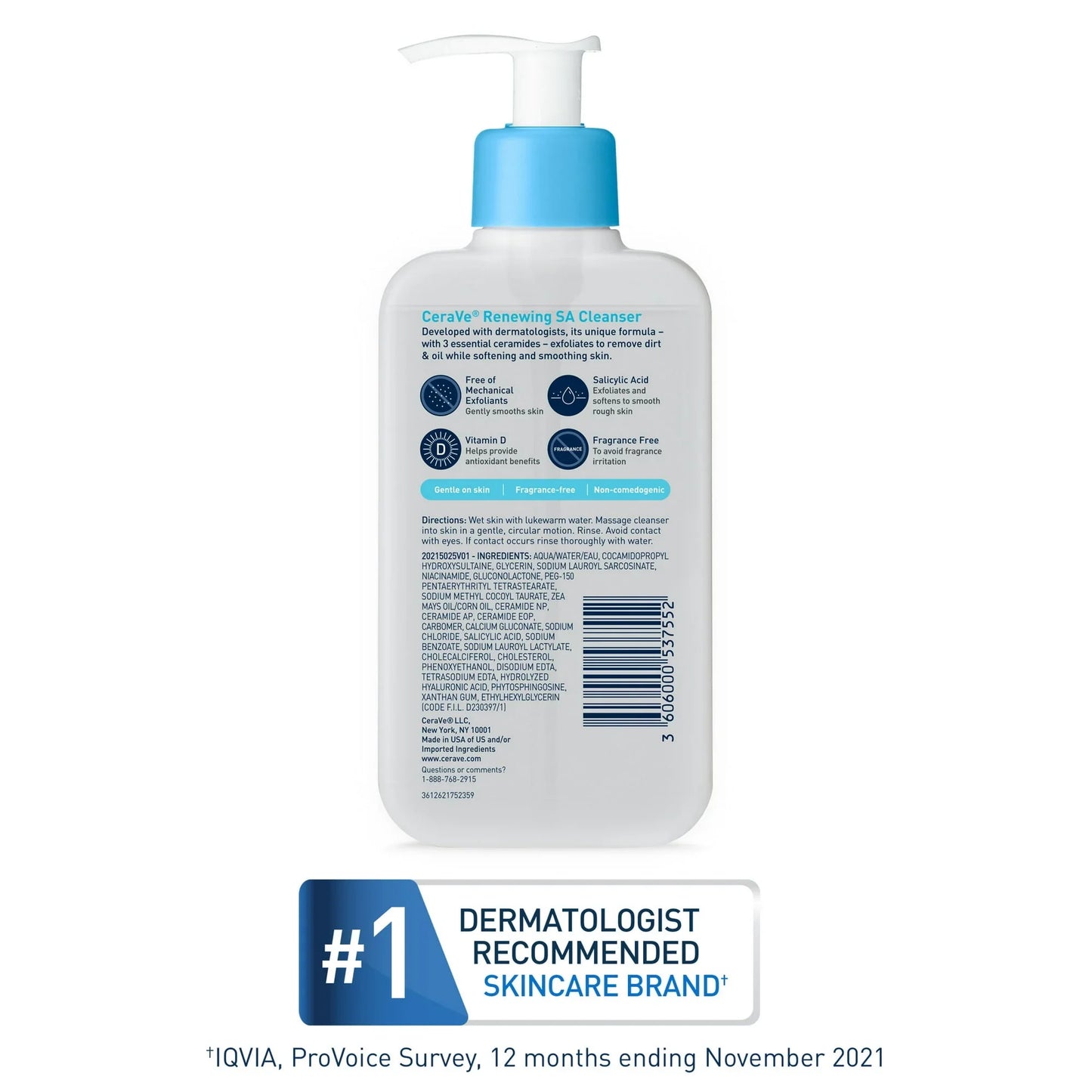 CeraVe Renewing SA Cleanser with Salicylic Acid for Smooth Skin, 8 fl oz - Exotic Pro